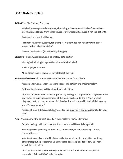 SOAP Note Template Example