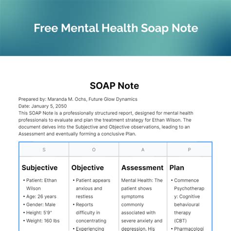 SOAP Note Template for Mental Health Care