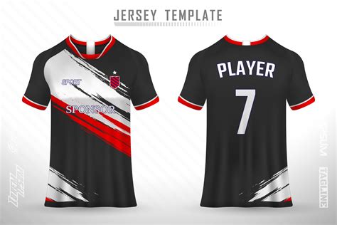 Customizable soccer jersey template designs with classic colors and simple typography