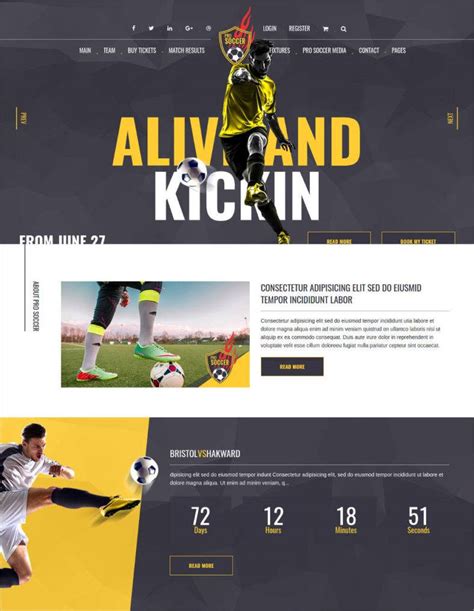 Soccer League Website Template Design for Success Image 1