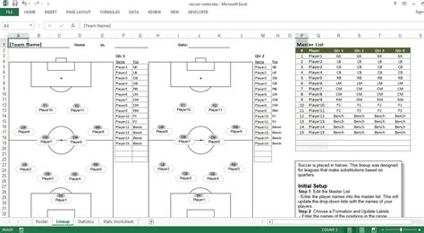 Soccer Lineup Sheet Excel