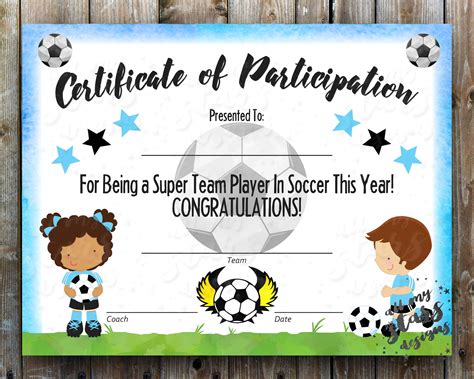 Soccer Participation Certificate