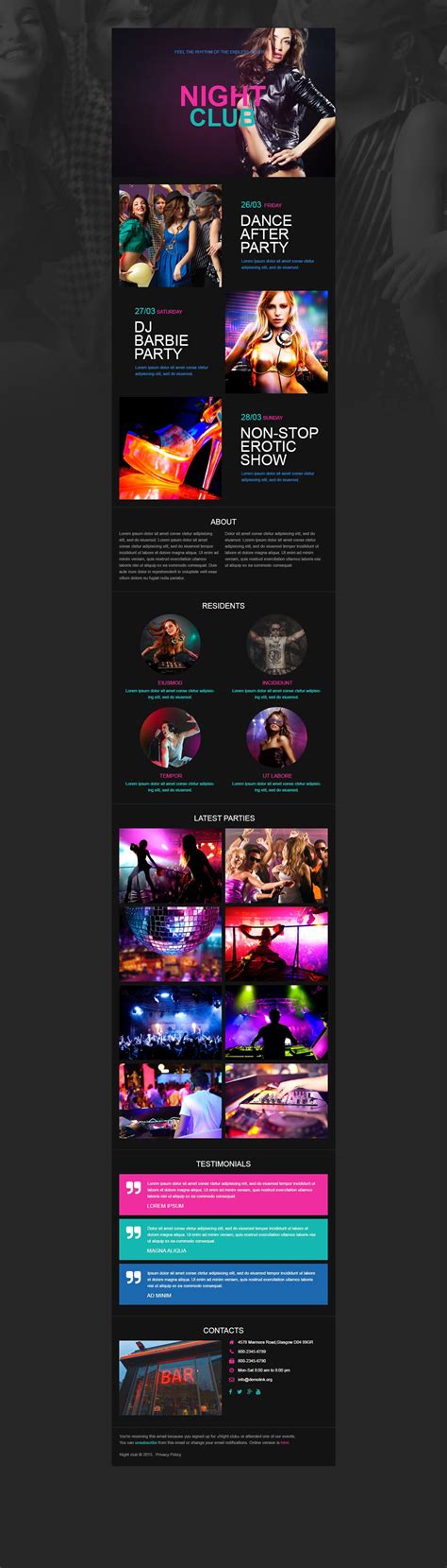 Social Club Website Template Responsive Design