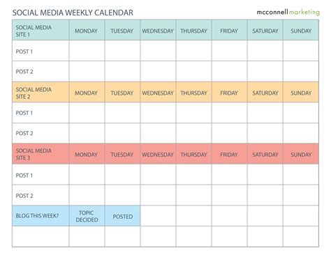 Social media calendar template