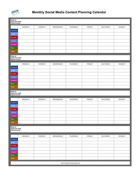 Social Media Calendar Template Examples