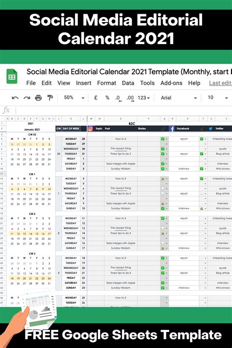 Social Media Editorial Calendar Template