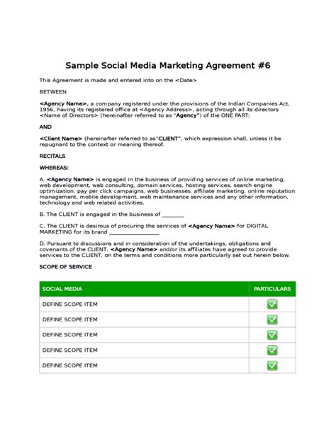 Social Media Management Agreement