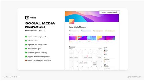 Social Media Management Template in Notion