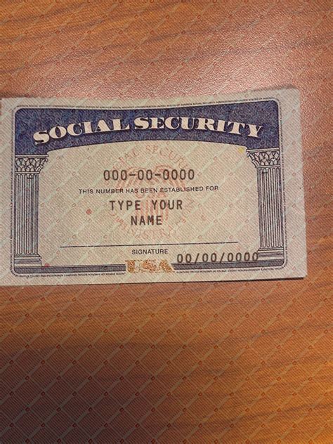 Social Security Card Back Template