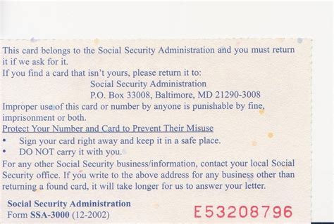 Social Security Card Back Template 2