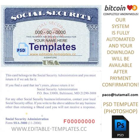 social security card template photoshop