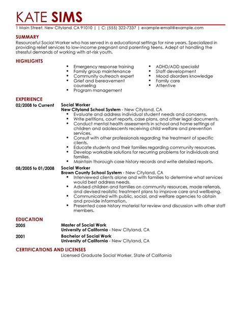 Social Service Resume Examples