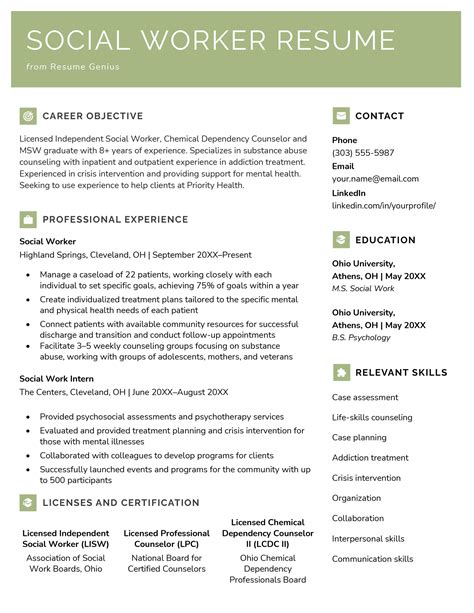 Social Service Resume Format PDF