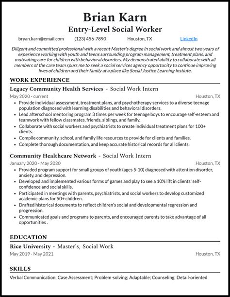 Social Worker Resume References