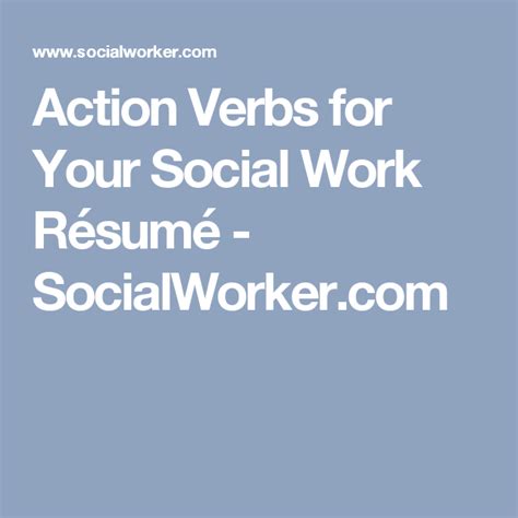 Social Worker Resume Action Verbs