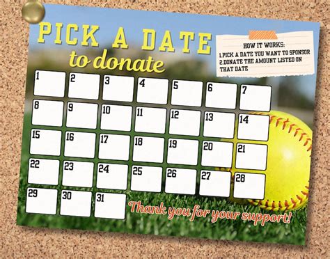 Softball Calendar Template 4