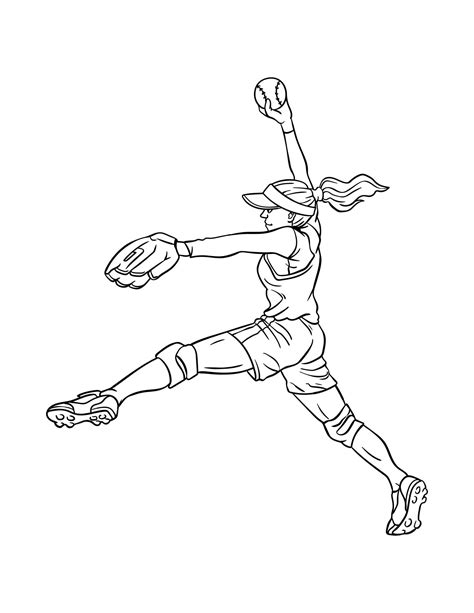 Softball coloring pages for kids