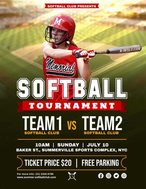 Softball Flyer Template Design 3