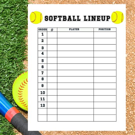 Softball Lineup Template