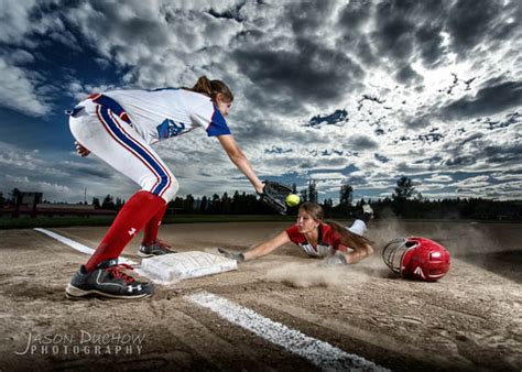 Softball player in action