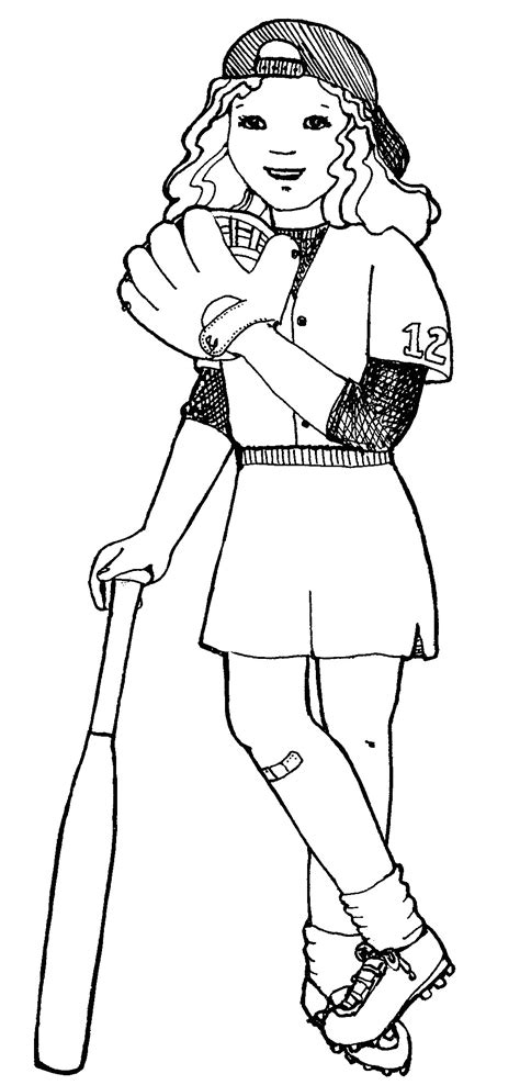 Softball player coloring pages