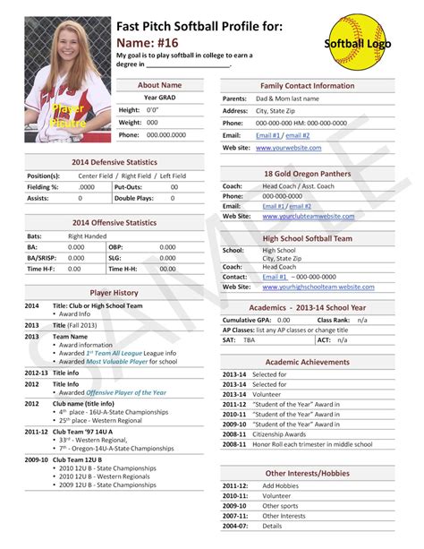 Softball Player Profile Example 7