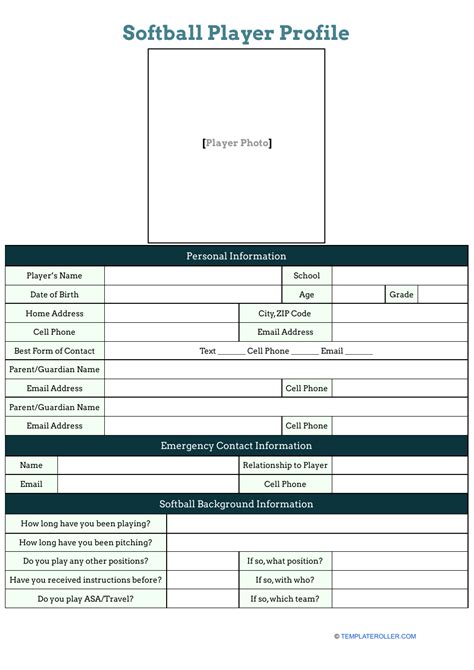 Softball Player Profile Template