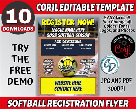 Softball Registration Flyer Template