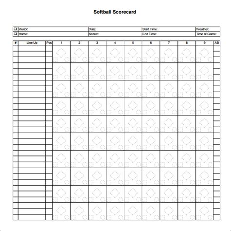 Softball Score Sheet Design