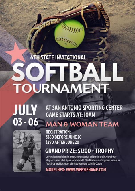 Softball Tournament Flyer Template Classic Design