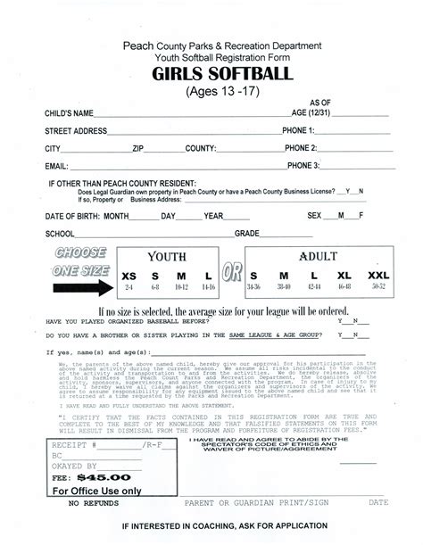 Softball Tryout Registration Template 2