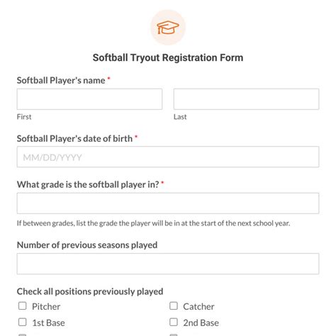 Softball Tryout Registration Template 8