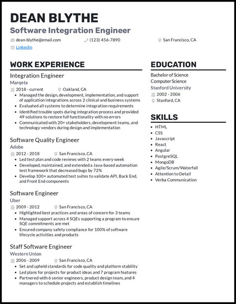 Software Engineer Resume with Project Experience