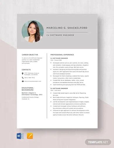 Software Engineer Resume Template PDF