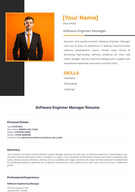 Software Engineering Manager Resume Template 1