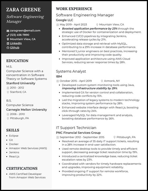 Software Engineering Manager Resume Template 4