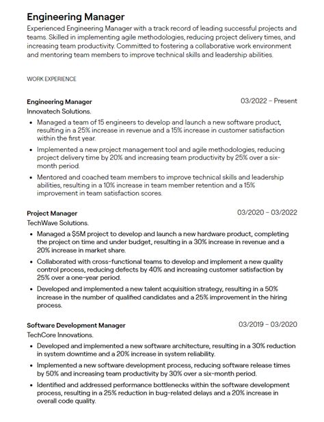 Software Engineering Manager Resume Template 6