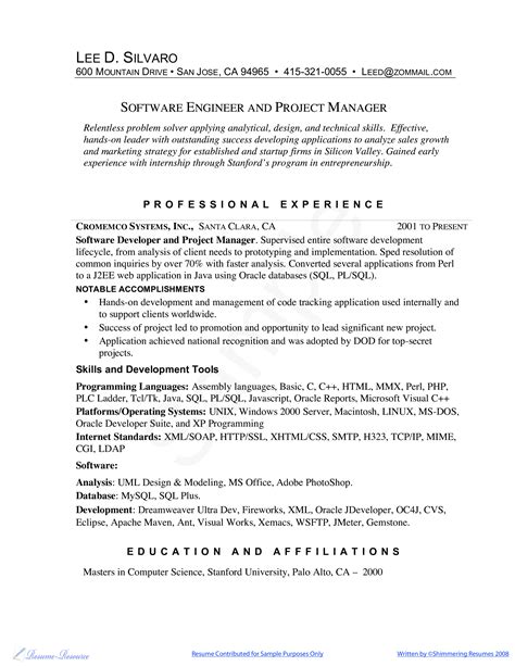 Software Engineering Manager Resume Template 8