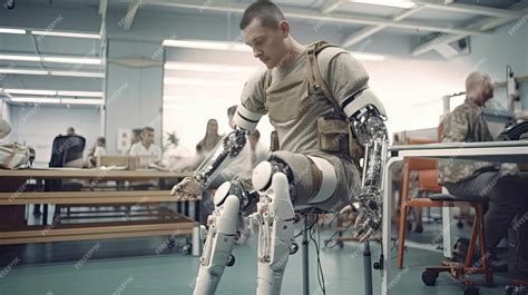 Soldier in a prosthetic training session