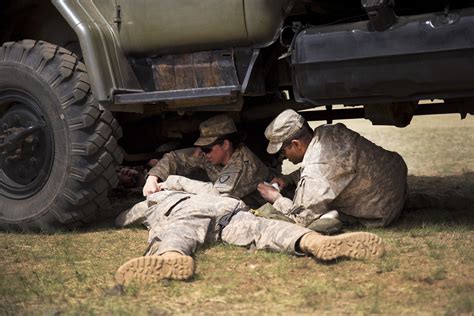 Soldiers providing medical care