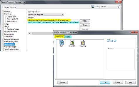 SolidWorks Template Location