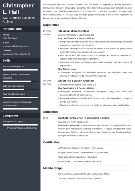 Solution Architect Resume Example 2