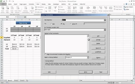 Solver add-in in Excel