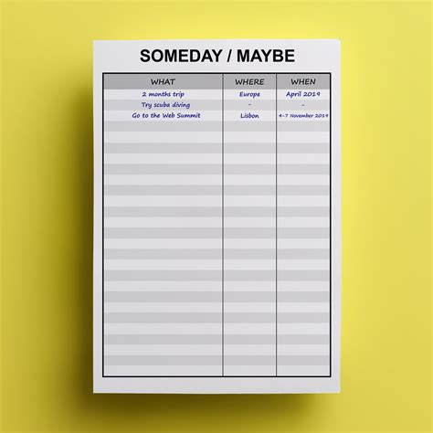 Someday List Template