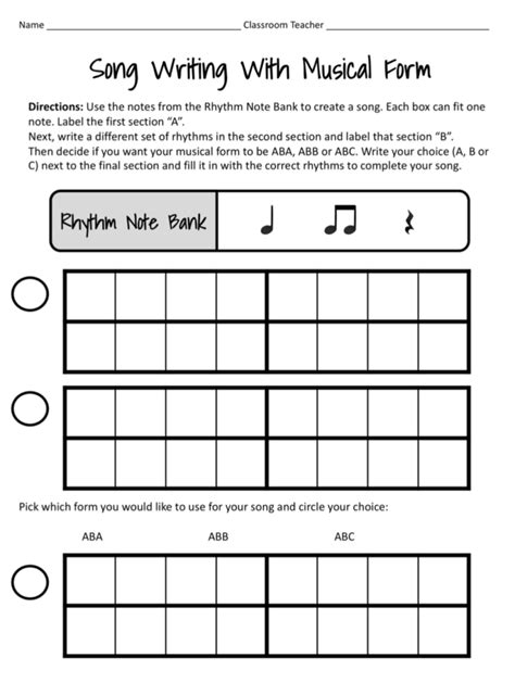 Songwriting Template Example 4