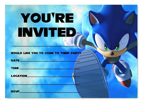 Sonic Birthday Games Invitation Template