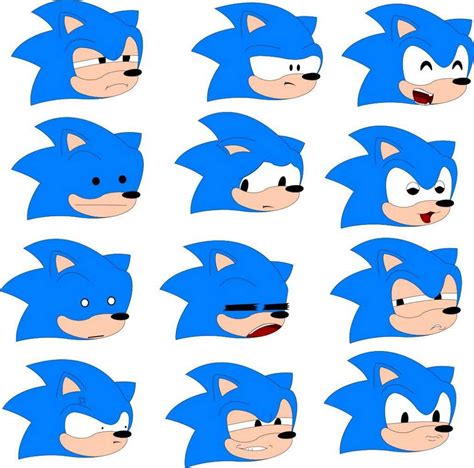 Sonic face template with different expressions