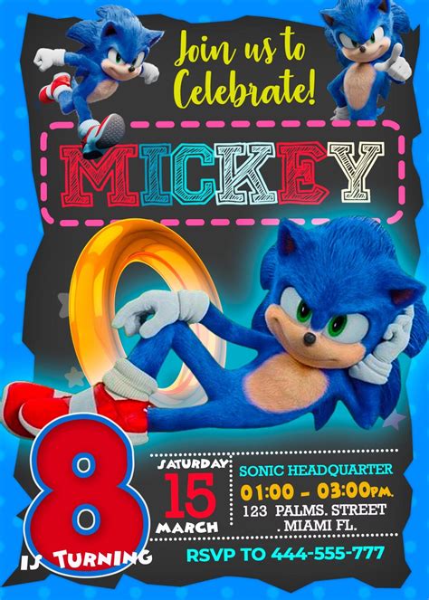 Sonic party invitation template 3