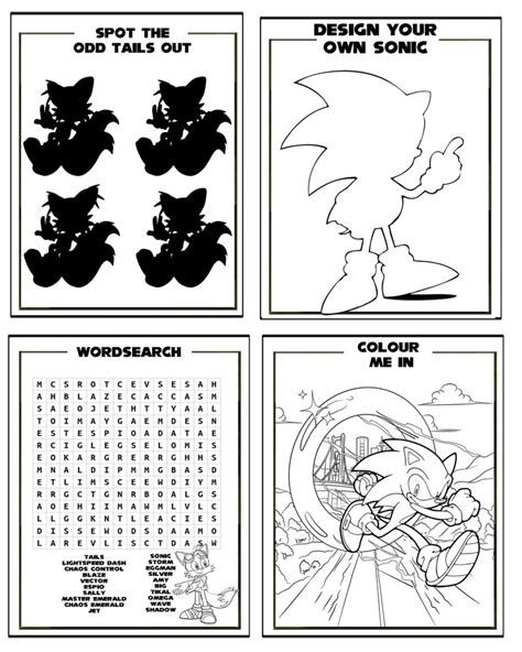 Sonic the Hedgehog printable activity sheets