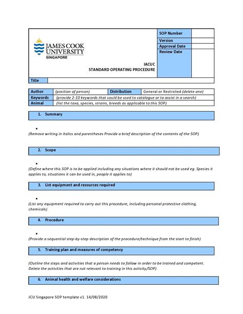 Standard Operating Procedure (SOP) Manual Template Example